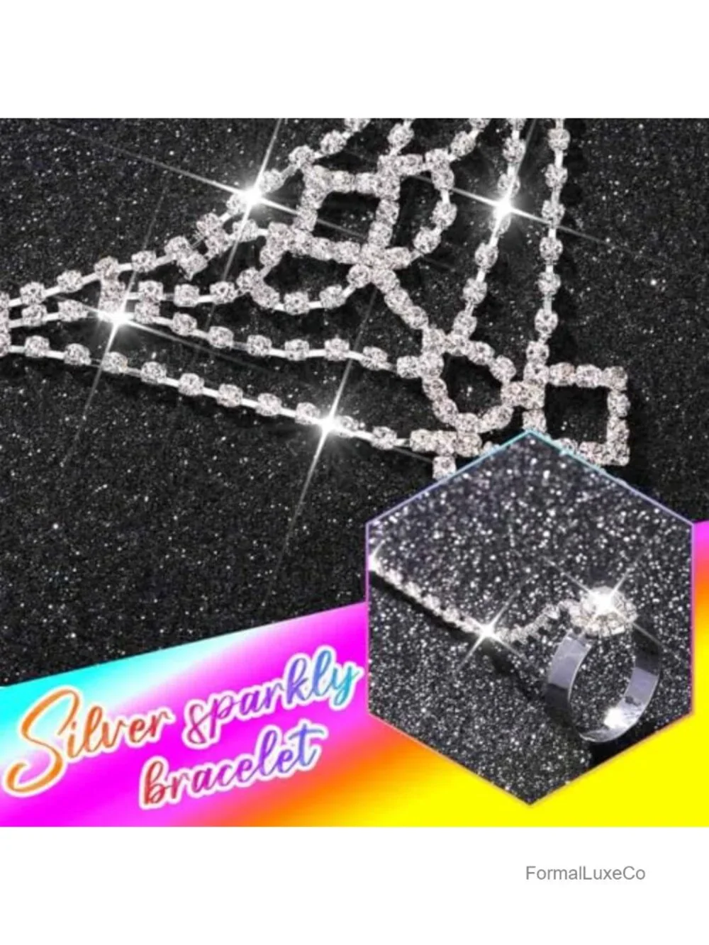 Rhinestone Fingerless Gloves Sparkly Crystal Hand Chain for Wedding